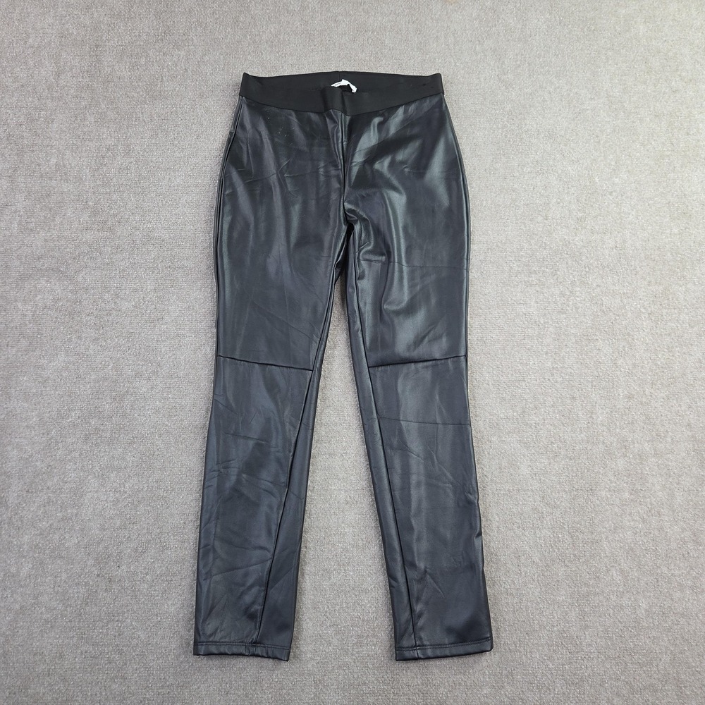 EMERSON FRY Pants Womens Medium Black Pull On Elastic‎ Waist Faux Leather Ankle